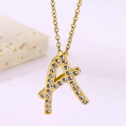 Crystal Pave Love Letter Necklace