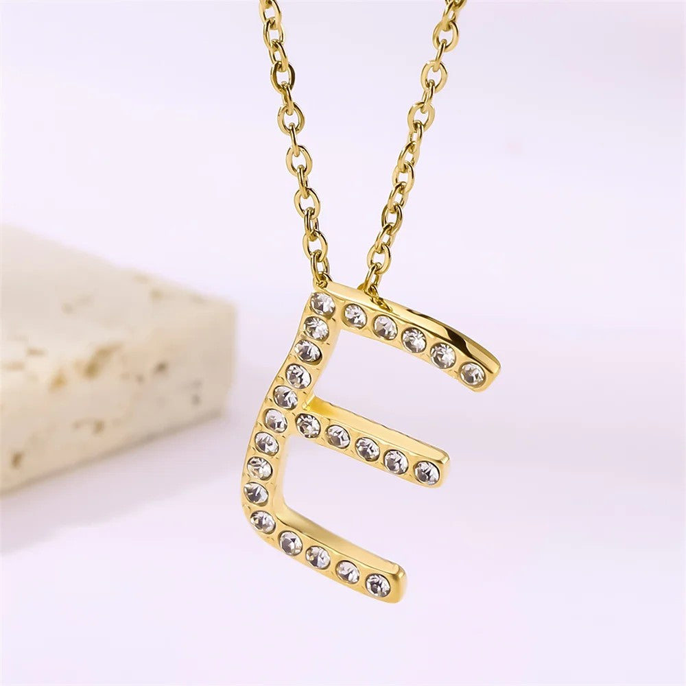 Crystal Pave Love Letter Necklace