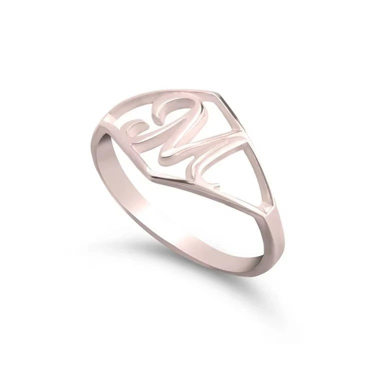 Script Initial Shield Ring