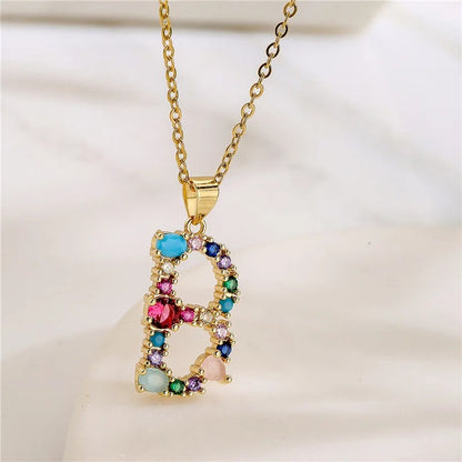 Multicolor Crystal Letter A Necklace