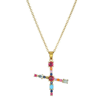 Multicolor Crystal Letter A Necklace