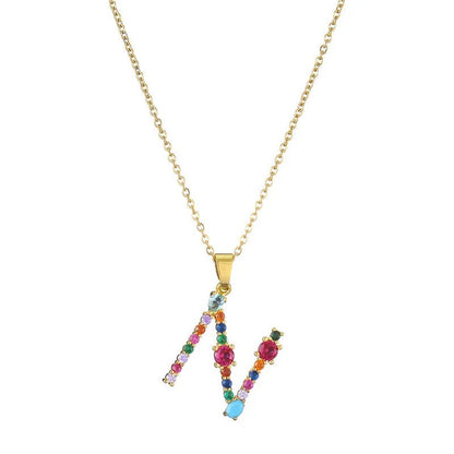 Multicolor Crystal Letter A Necklace