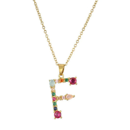 Multicolor Crystal Letter A Necklace