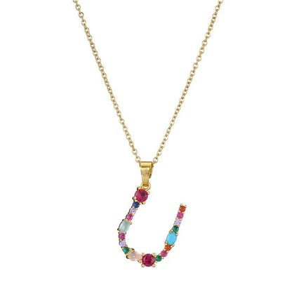 Multicolor Crystal Letter A Necklace