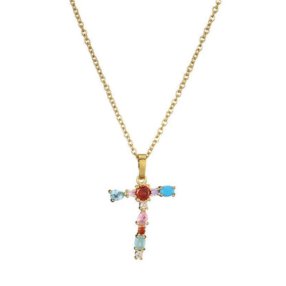 Multicolor Crystal Letter A Necklace