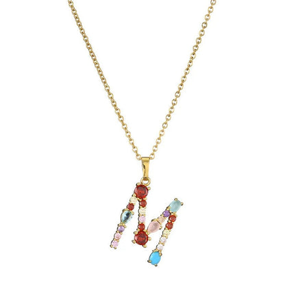 Multicolor Crystal Letter A Necklace
