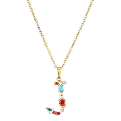Multicolor Crystal Letter A Necklace
