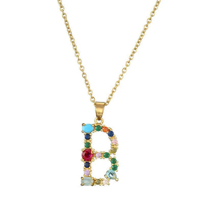 Multicolor Crystal Letter A Necklace