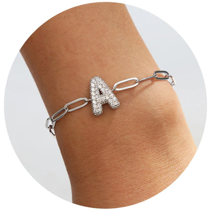 Crystal Initial Link Bracelet