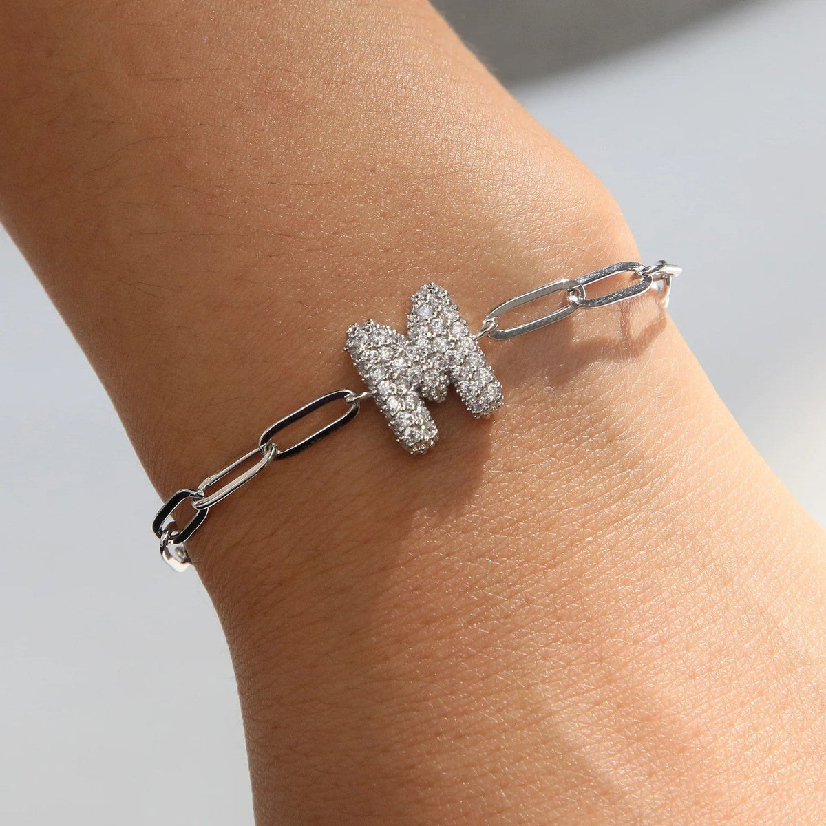 Crystal Initial Link Bracelet