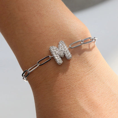 Crystal Initial Link Bracelet