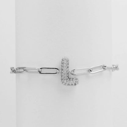 Crystal Initial Link Bracelet