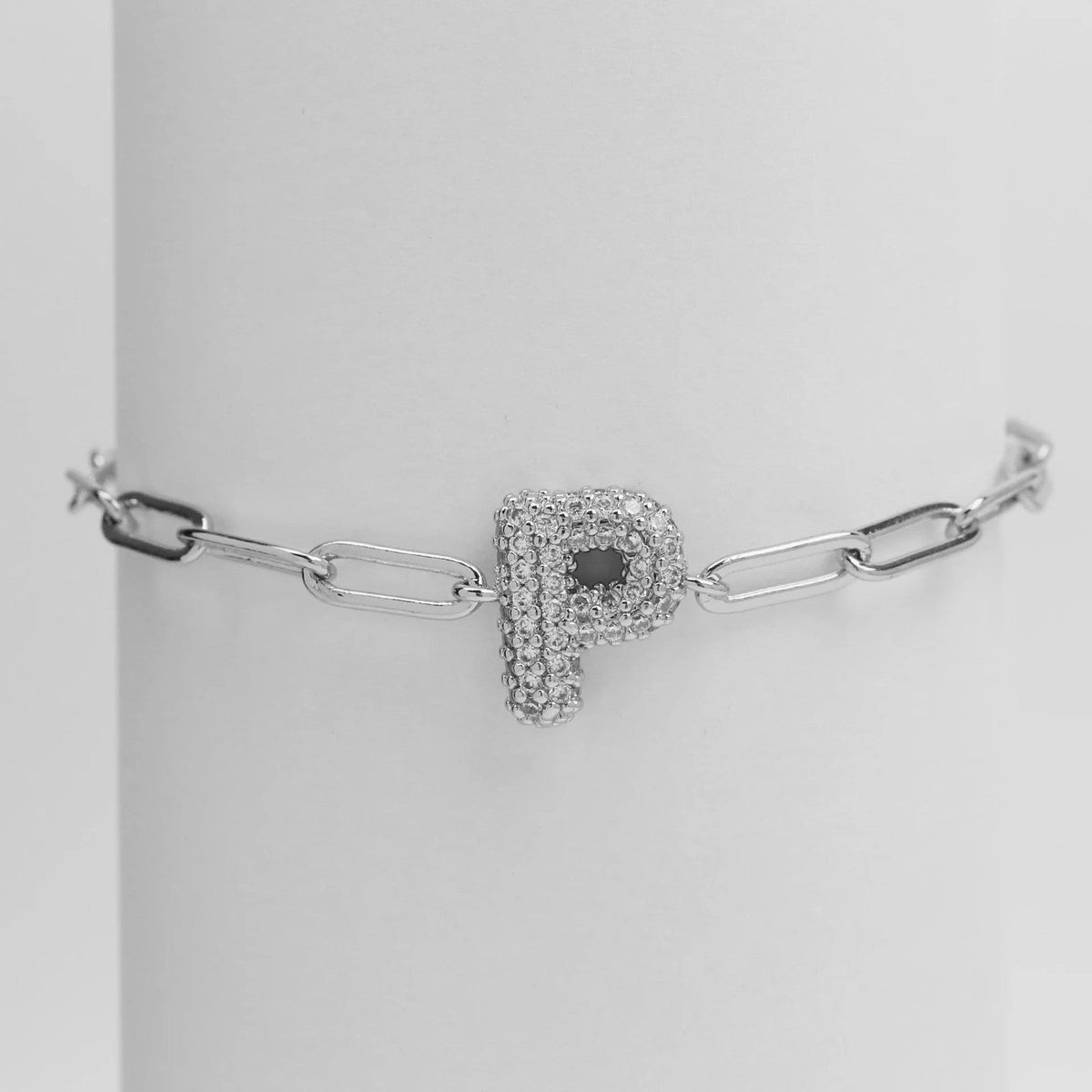 Crystal Initial Link Bracelet