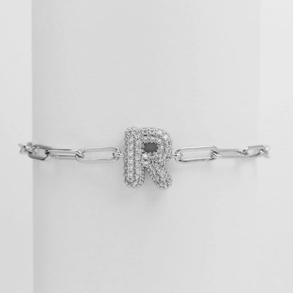 Crystal Initial Link Bracelet