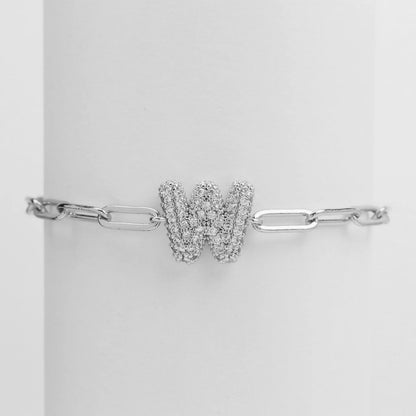 Crystal Initial Link Bracelet