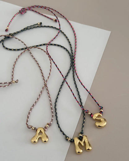 Braided Cord Initial Necklace