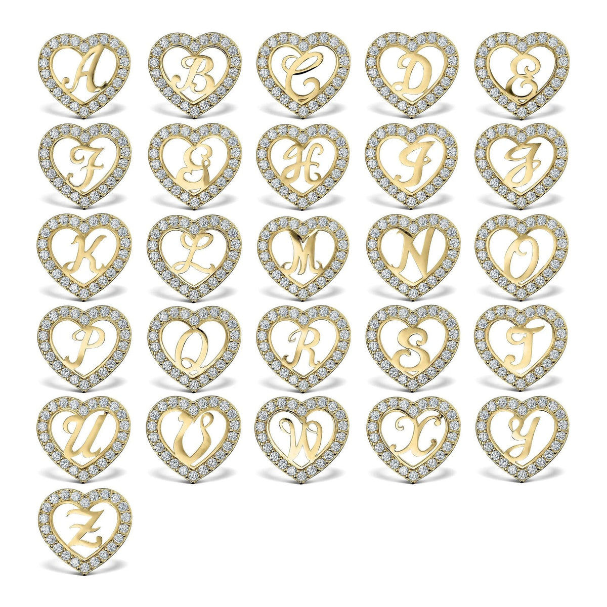 Cursive Initial Heart Stud Earrings