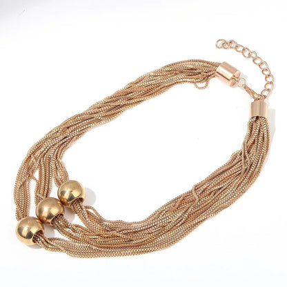 Layered Geometric Ball Necklace