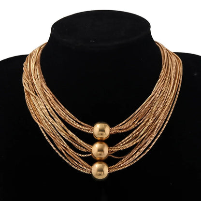 Layered Geometric Ball Necklace