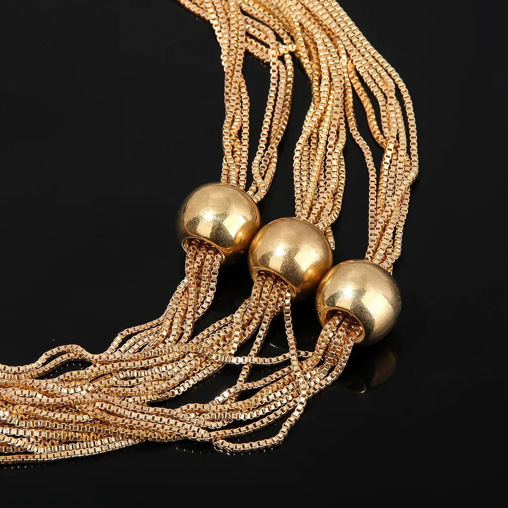 Layered Geometric Ball Necklace