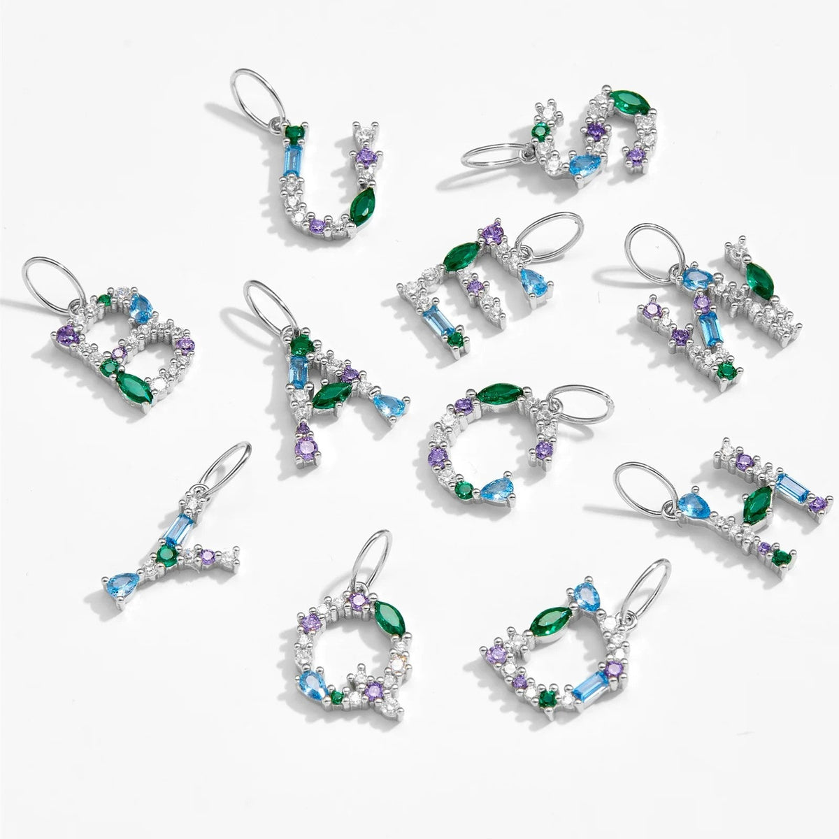 Multicolor Crystal Initial Drop Earrings
