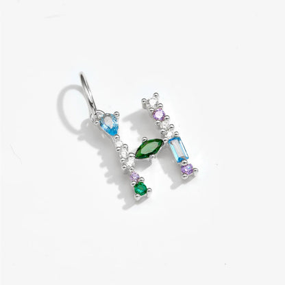 Multicolor Crystal Initial Drop Earrings