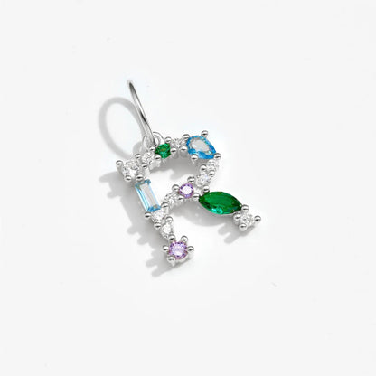 Multicolor Crystal Initial Drop Earrings