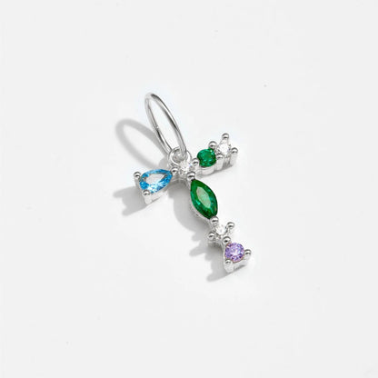 Multicolor Crystal Initial Drop Earrings