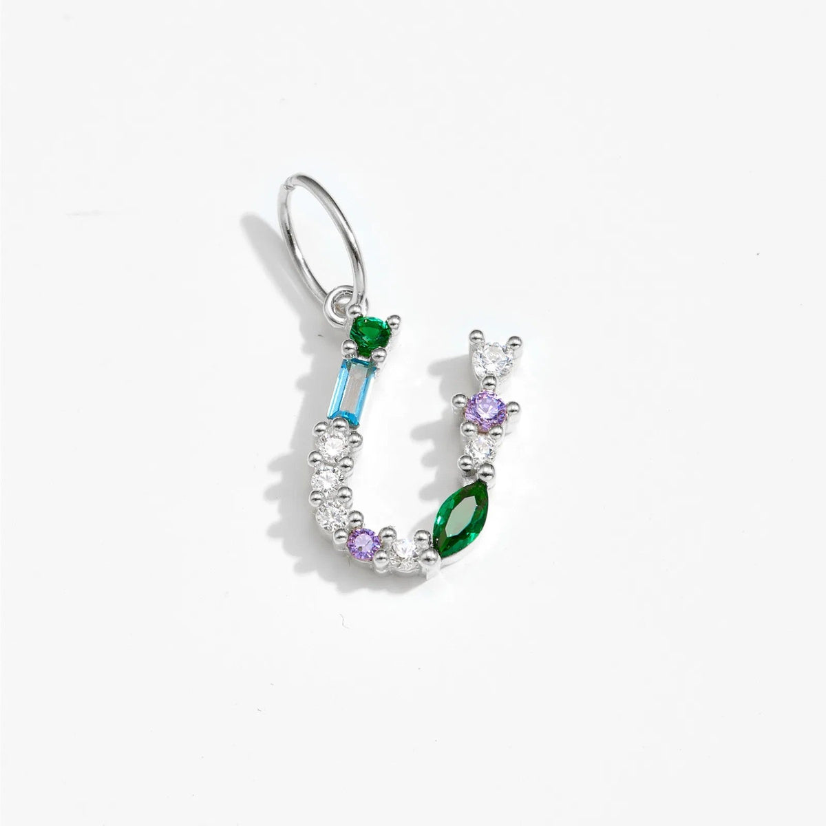 Multicolor Crystal Initial Drop Earrings