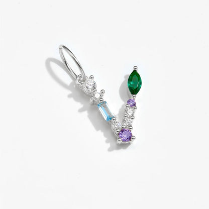 Multicolor Crystal Initial Drop Earrings