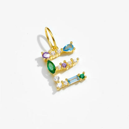 Multicolor Crystal Initial Drop Earrings