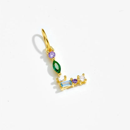 Multicolor Crystal Initial Drop Earrings
