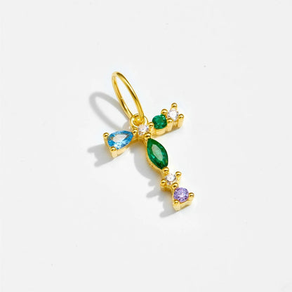 Multicolor Crystal Initial Drop Earrings