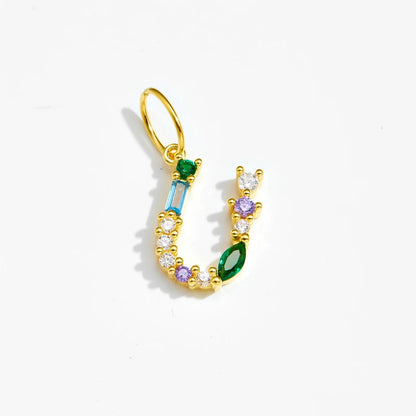 Multicolor Crystal Initial Drop Earrings
