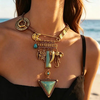 Turquoise Elephant Statement Necklace