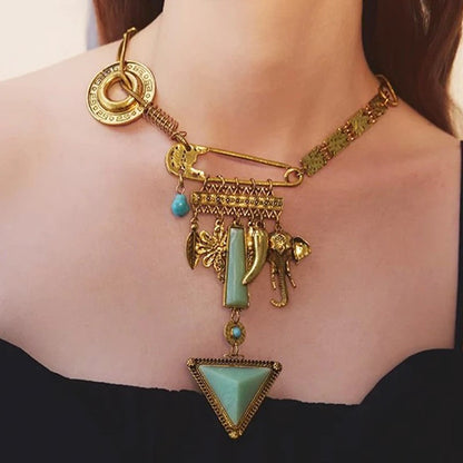 Turquoise Elephant Statement Necklace