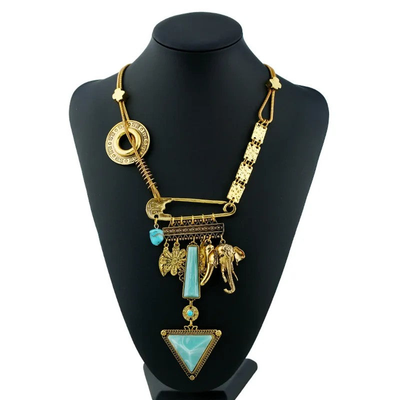 Turquoise Elephant Statement Necklace