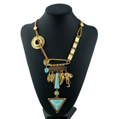 Turquoise Elephant Statement Necklace