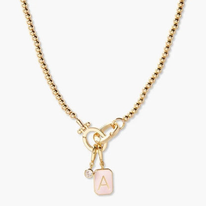 Pink Initial Charm Necklace