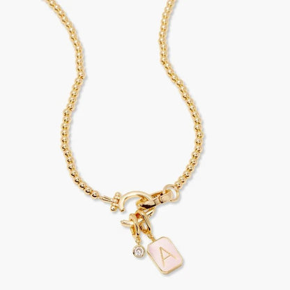 Pink Initial Charm Necklace