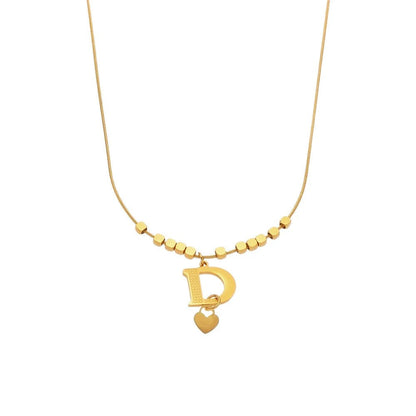 Letter D Bead Chain Necklace