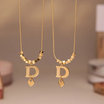 Letter D Bead Chain Necklace