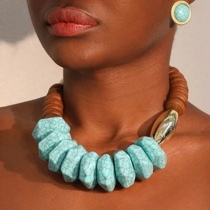 Turquoise Geometric Statement Necklace