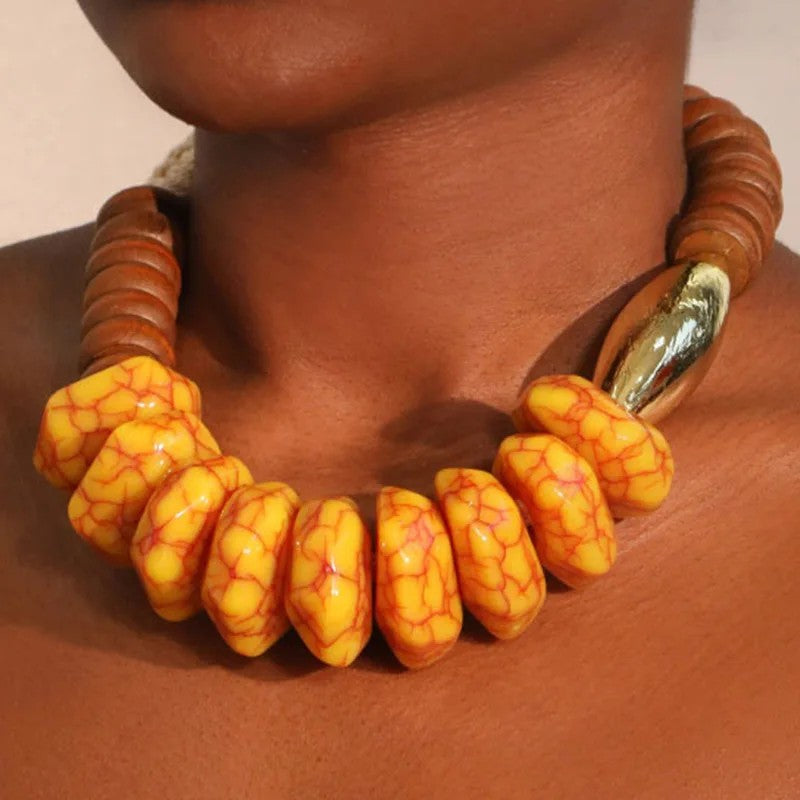Turquoise Geometric Statement Necklace