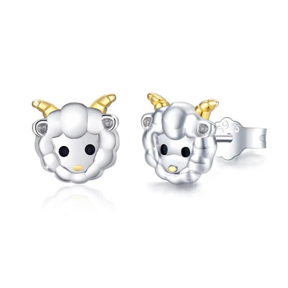 Gold Horn Sheep Stud Earrings