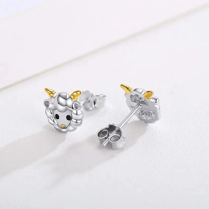 Gold Horn Sheep Stud Earrings