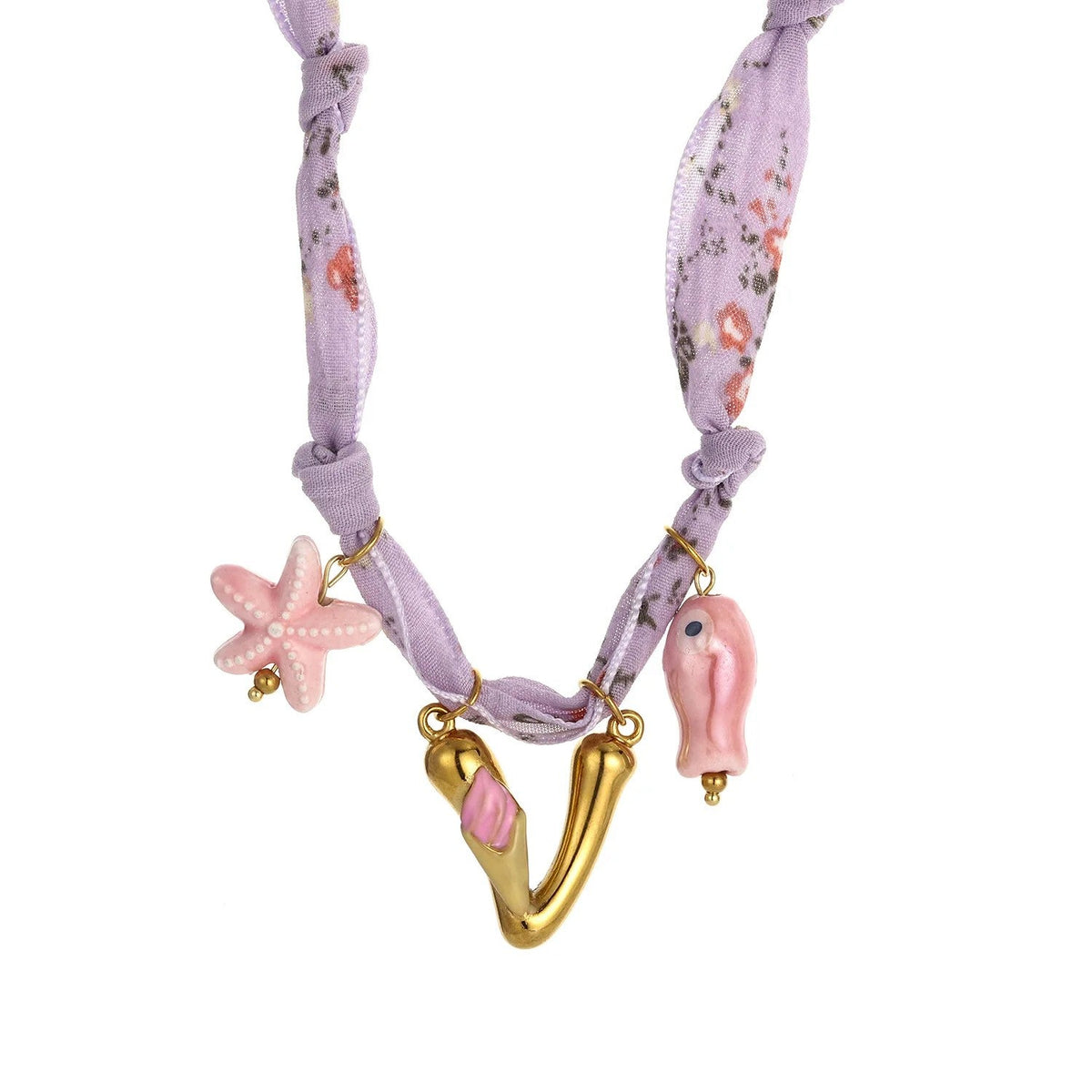 Initial Scarf Charm Necklace