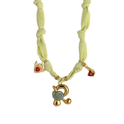 Initial Scarf Charm Necklace