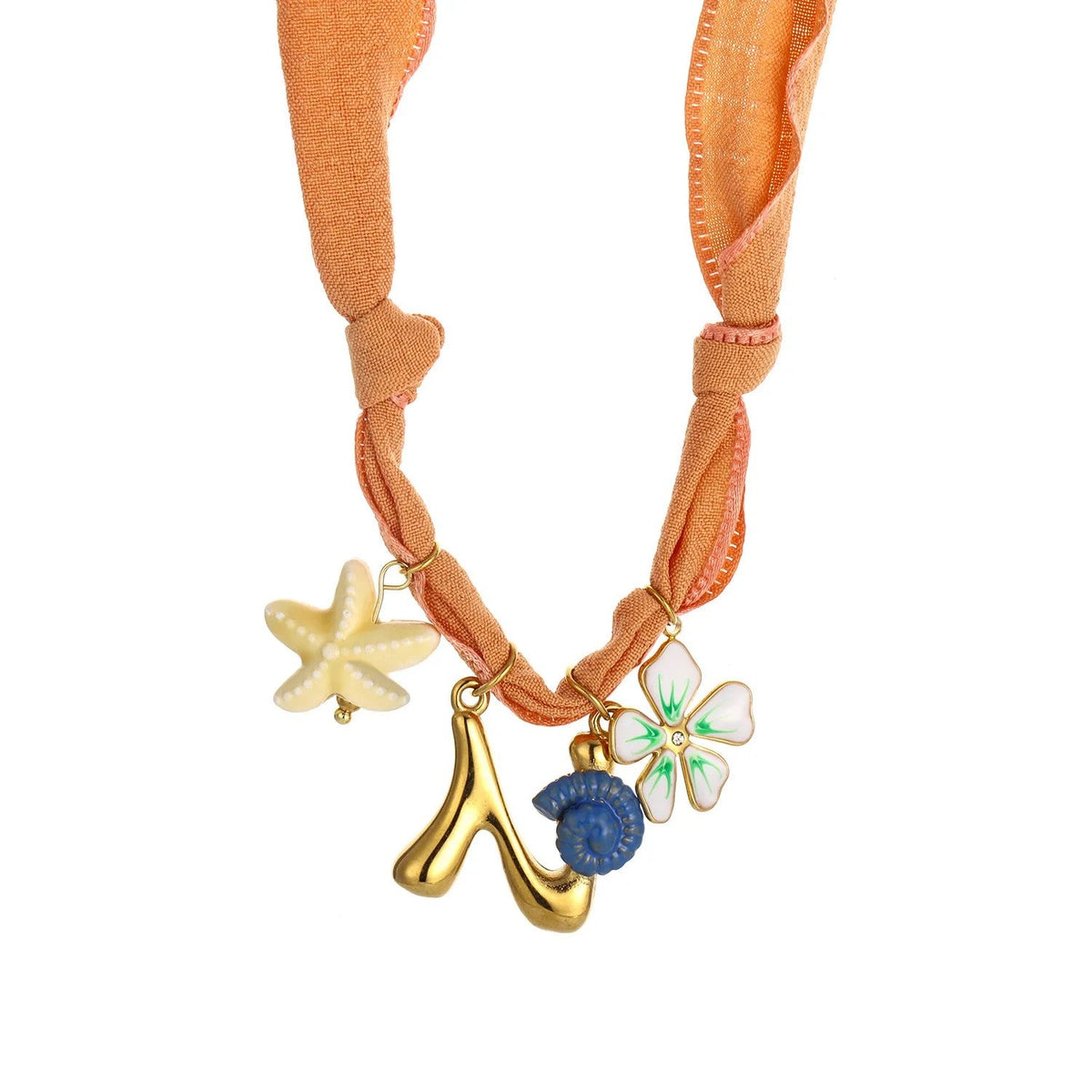 Initial Scarf Charm Necklace