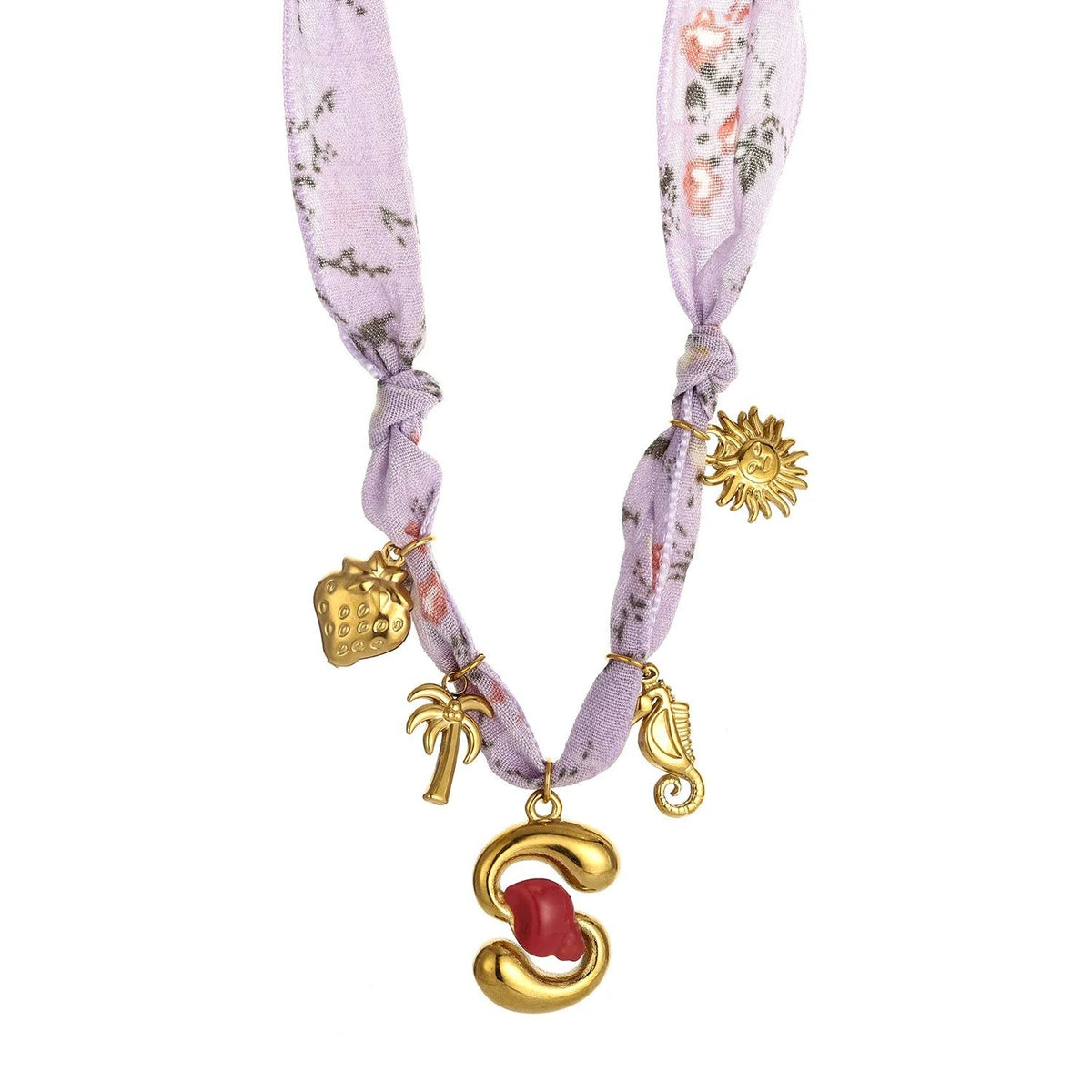 Initial Scarf Charm Necklace